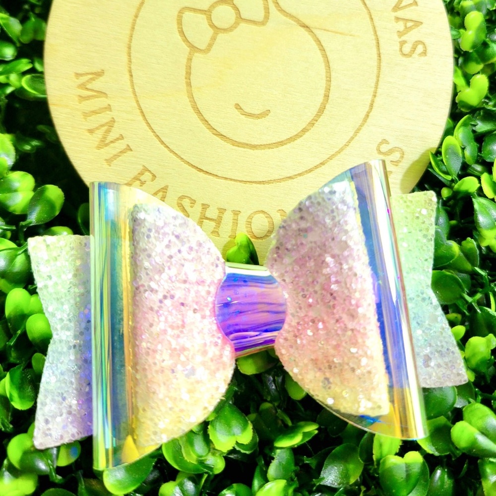 Holographic Clip in Hair Bow